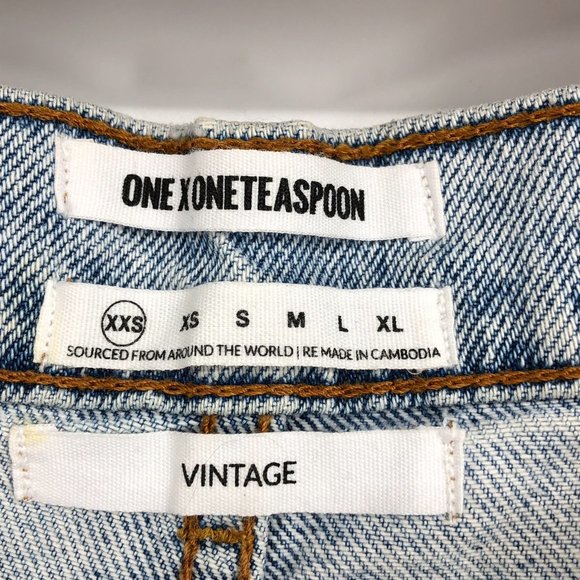 One Teaspoon Hendrixe Light Vintage Wash Bandit Rolled Cuff Denim Shorts XXS - Picture 7 of 16